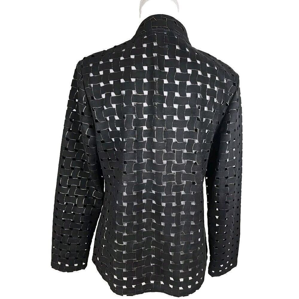 T & WDesigbs ~Woman Size M~ Black/Gold Lightweight Dressy Jacket Zip-Up Front. - Picture 3 of 10
